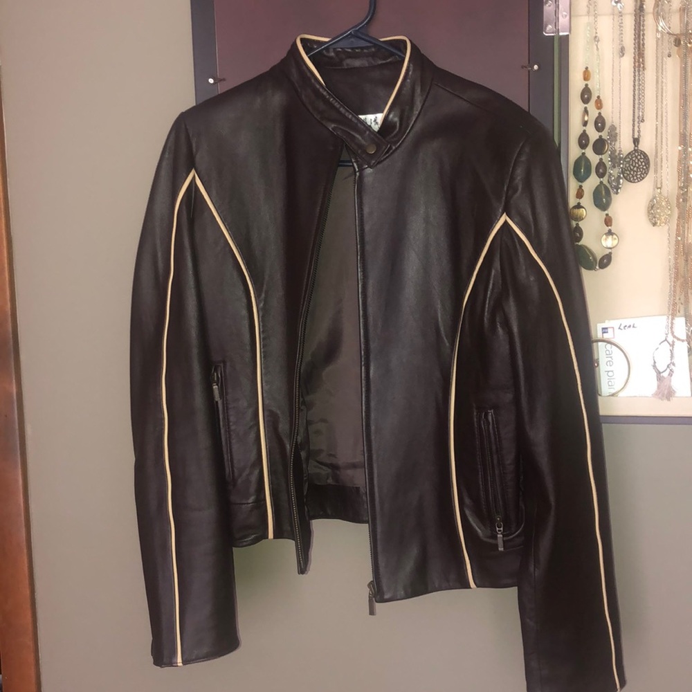 Dk brown leather jacket